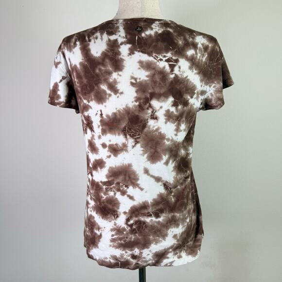 Prana Brown Tie Dye T Shirt Women's Medium Short Sleeve Western Boho Festival - Picture 2 of 12